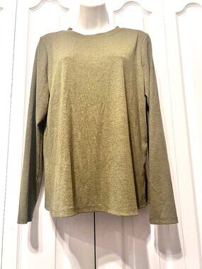 Any Body Women's Thermal Long Sleeve Sage Green Soft Top-Medium-Casual-Pull On